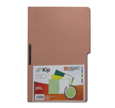 Folder KIP con broche 8 cms tamaño oficio caoba con 10 piezas 