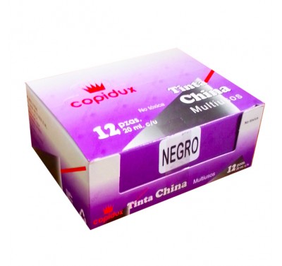 Tinta china Copidux negra con 12 piezas (de 20 ml. c/u)