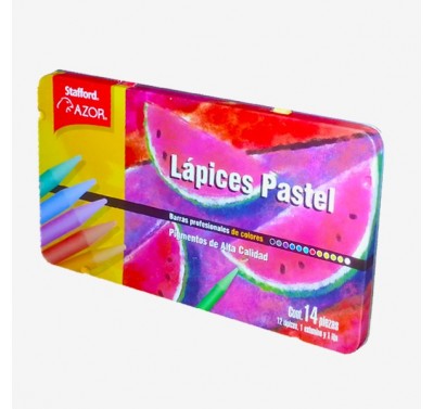 Lapiz pastel con 14 piezas mod. 0700 Stafford (12 lapices, 1 esfumino y 1 lija)