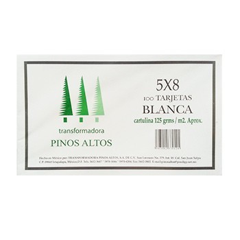 Tarjeta 5 x 8 blanca con 100 piezas Republica