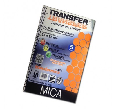 Mica adherible Transfer 33 x 25 cms. tamaño carta con 10 piezas