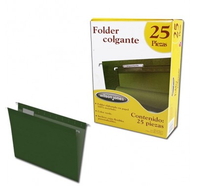 Folder accoflex tamaño carta verde con 25 piezas Acco (colgante)