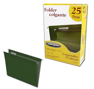 Folder accoflex tamaño oficio verde con 25 piezas Acco (colgante)