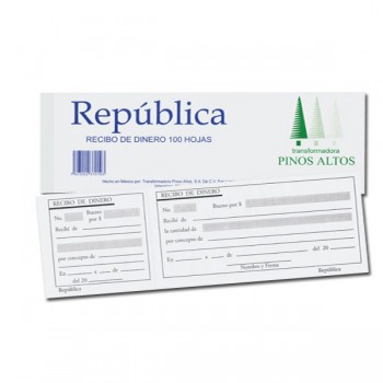 Recibo de dinero Republica 100 hojas