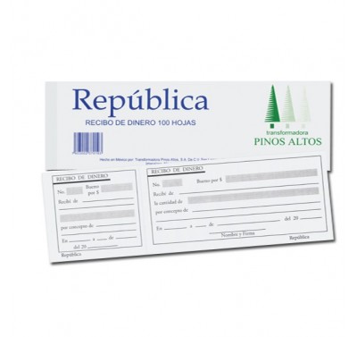 Recibo de dinero Republica 100 hojas