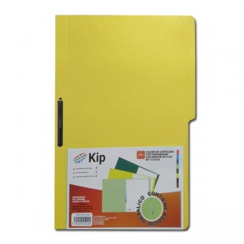 Folder KIP con broche 8 cms tamaño oficio amarillo con 10 piezas 