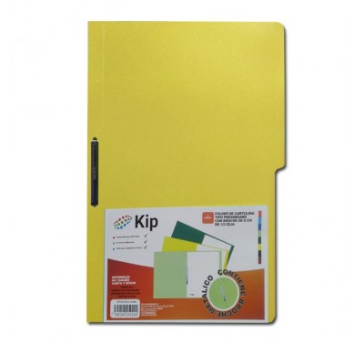 Folder KIP con broche 8 cms tamaño oficio amarillo con 10 piezas 