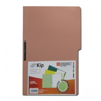 Folder KIP con broche 8 cms tamaño oficio caoba con 10 piezas 