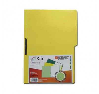 Folder KIP con broche 8 cms tamaño carta amarillo con 10 piezas 