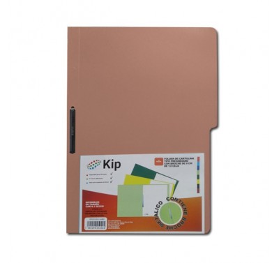Folder KIP con broche 8 cms tamaño carta caoba con 10 piezas 