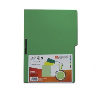 Folder KIP con broche 8 cms tamaño carta verde obscuro con 10 piezas 