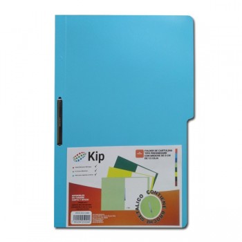 Folder KIP con broche 8 cms tamaño oficio azul claro con 10 piezas 