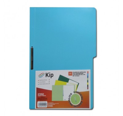 Folder KIP con broche 8 cms tamaño oficio azul claro con 10 piezas 