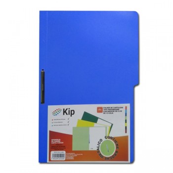 Folder KIP con broche 8 cms tamaño oficio azul rey con 10 piezas 