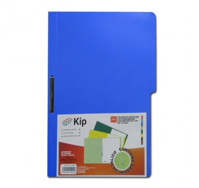 Folder KIP con broche 8 cms tamaño oficio azul rey con 10 piezas 
