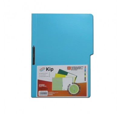 Folder KIP con broche 8 cms tamaño carta azul claro con 10 piezas 