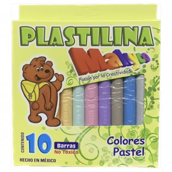 Plastilina caja Makyco con 10 barritas tono pastel