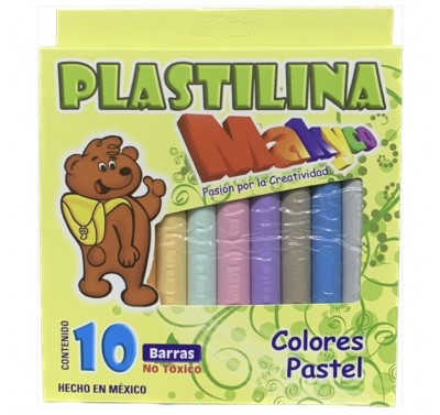 Plastilina caja Makyco con 10 barritas tono pastel