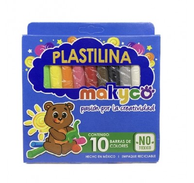 Plastilina en caja Makyco con 10 barritas