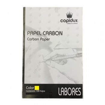 Papel carbon tamaño oficio Copidux amarillo con 100 piezas