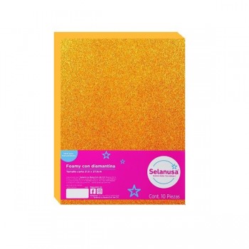 Foamy tama&ntilde;o carta diamantado naranja con 10 piezas
