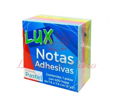 Notas adhesivas 3*3 pastel con 400 hojas marca Lux