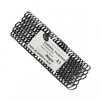 Espiral plastico 12mm negro con 25 piezas paso 4:1 Litografico