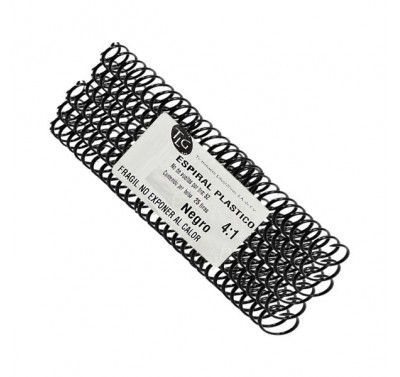 Espiral plastico 14mm negro con 25 piezas paso 4:1 Litografico