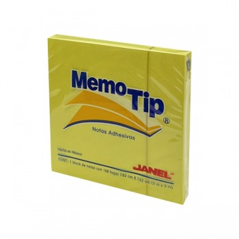 Block memo tip 3 x 3 amarillo (54) Janel con 100 hojas