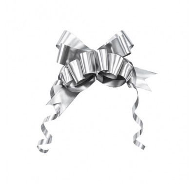 Moño para armar mediano liso metalico con 50 piezas