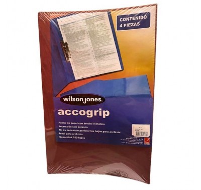 Folder accogrip tamaño oficio caoba Acco (con palanca de presion) con 4 piezas