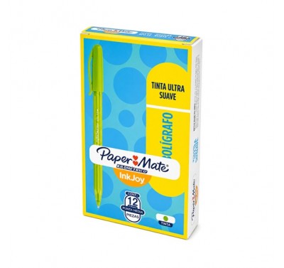 Bolígrafo Kilometrico Inkjoy punto mediano verde limon Berol con 12 piezas