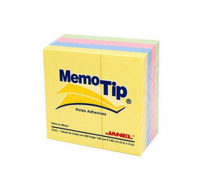Block memo tip 3 X 3 pastel con 400 hojas Janel
