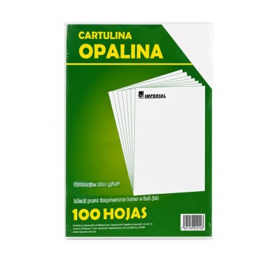Hoja opalina tamaño oficio cartulina imperial con 100 piezas