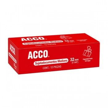 Sujeta documentos mediano de 32 mm (1 1/4pulgada) con 12 piezas Acco