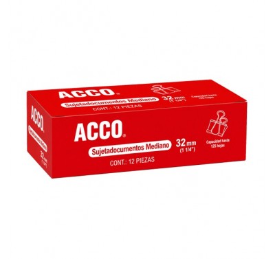 Sujeta documentos mediano de 32 mm (1 1/4pulgada) con 12 piezas Acco
