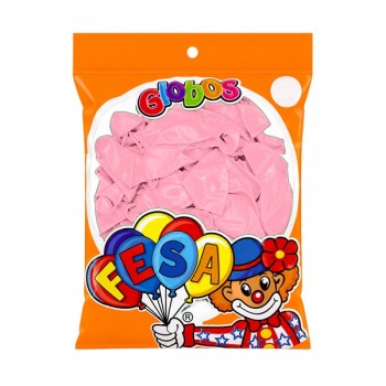 Globo n&uacute;mero 7 Fesa rosa pastel con 100 piezas