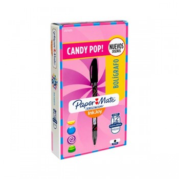 Bol&iacute;grafo punto mediano Kilometrico inkjoy negro candy pop con 12 piezas