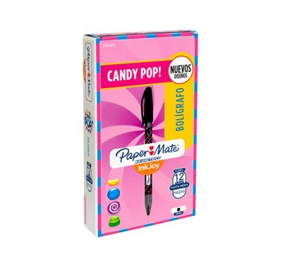 Bolígrafo punto mediano Kilometrico inkjoy negro candy pop con 12 piezas