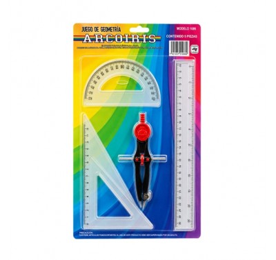 Juego de geometria Arcoiris grande con compas de precision