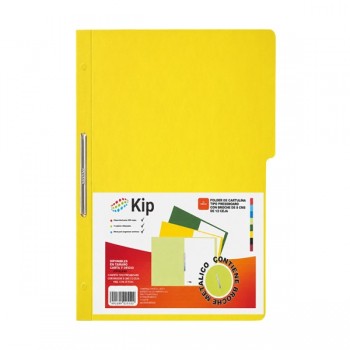 Folder KIP con broche 8 cms tama&ntilde;o oficio amarillo con 10 piezas 