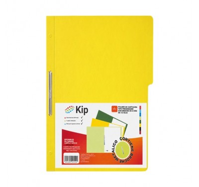 Folder KIP con broche 8 cms tamaño oficio amarillo con 10 piezas 
