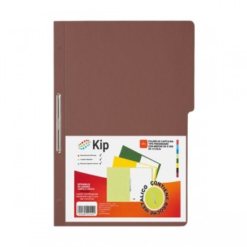 Folder KIP con broche 8 cms tama&ntilde;o oficio caoba con 10 piezas 