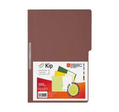 Folder KIP con broche 8 cms tamaño oficio caoba con 10 piezas 