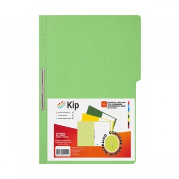 Folder KIP con broche 8 cms tama&ntilde;o oficio verde claro con 10 piezas 