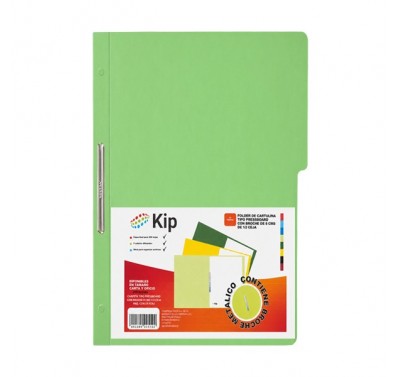 Folder KIP con broche 8 cms tamaño oficio verde claro con 10 piezas 