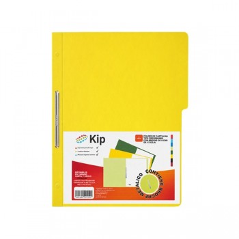 Folder KIP con broche 8 cms tama&ntilde;o carta amarillo con 10 piezas 
