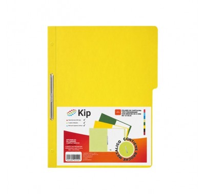 Folder KIP con broche 8 cms tamaño carta amarillo con 10 piezas 