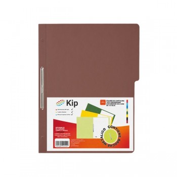 Folder KIP con broche 8 cms tama&ntilde;o carta caoba con 10 piezas 