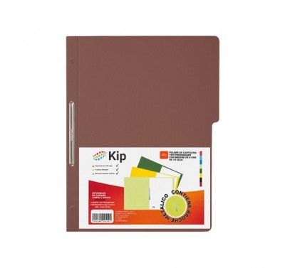 Folder KIP con broche 8 cms tamaño carta caoba con 10 piezas 